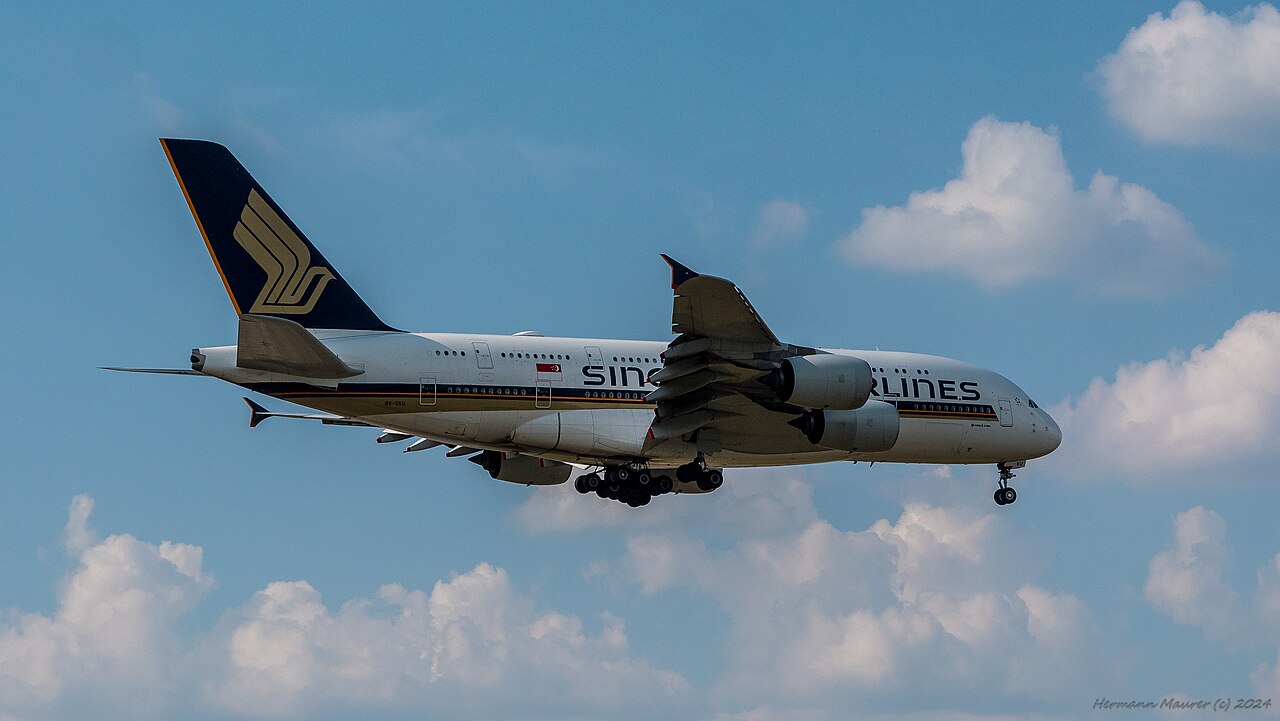シンガポール航空のエアバスA380。ANAはボーイング中心だが、他社ではエアバス機に乗る機会も多い