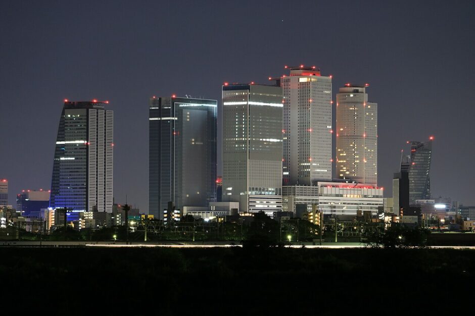 名古屋の夜景と市街地の風景