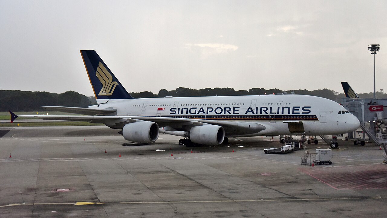 チャンギ空港のシンガポール航空エアバスA380